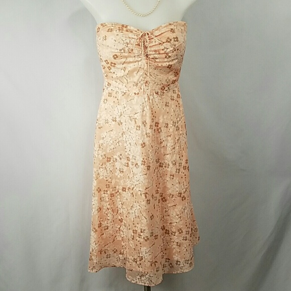 ❌ J. Crew Strapless Peach Floral Dress size 6P - Picture 2 of 5